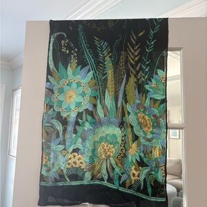 Carlisle Black and Green Floral Silk Scarf